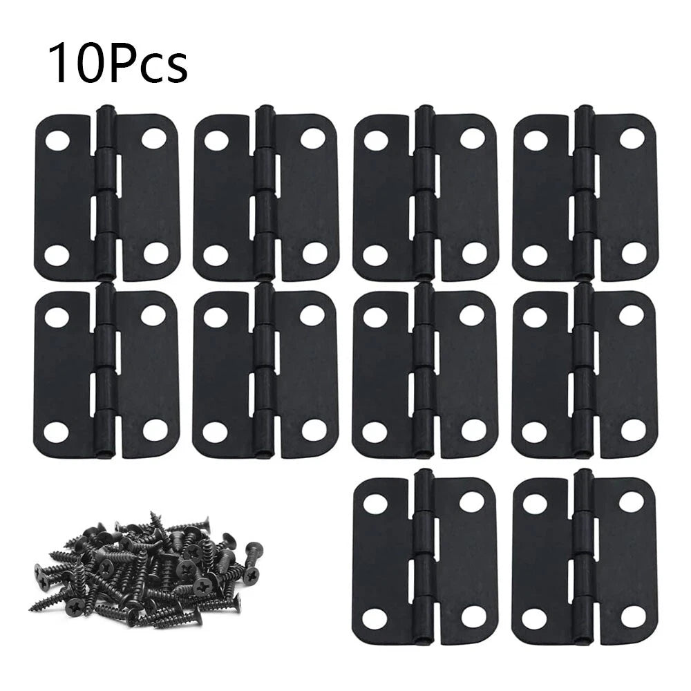 10pcs Mini Black Door Hinges for Dollhouse (25mm x 18mm)