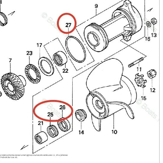 Lower Unit Oil Seal & O-Ring Set for Honda Outboard Engine (91252-ZW1-003, 91351-ZW1-003)