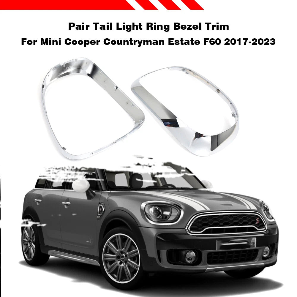 Set of 2 Tail Light Ring Bezel Trim for MINI Cooper Countryman (2017–2023) Chrome ABS