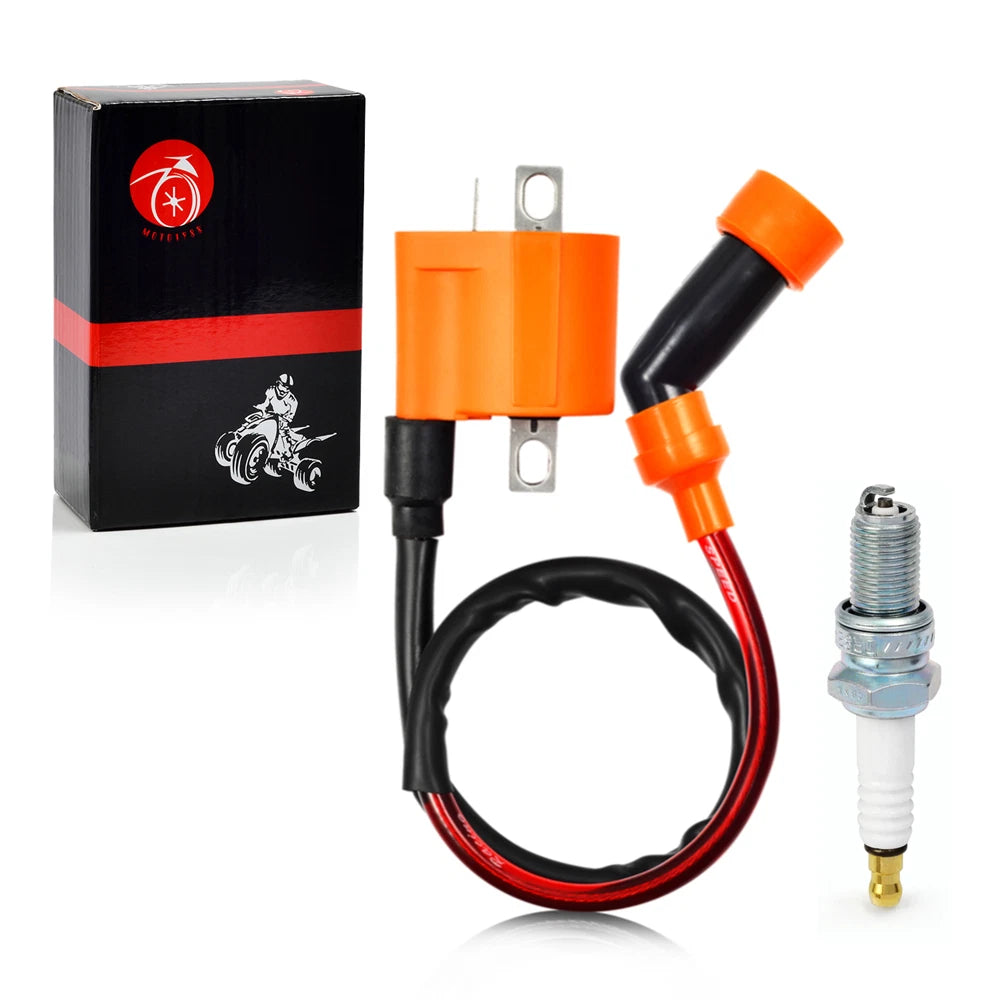 Ignition Coil Pack & Spark Plug + Cap for Arctic Cat 500 4x4 (1999–2009) 3430-007