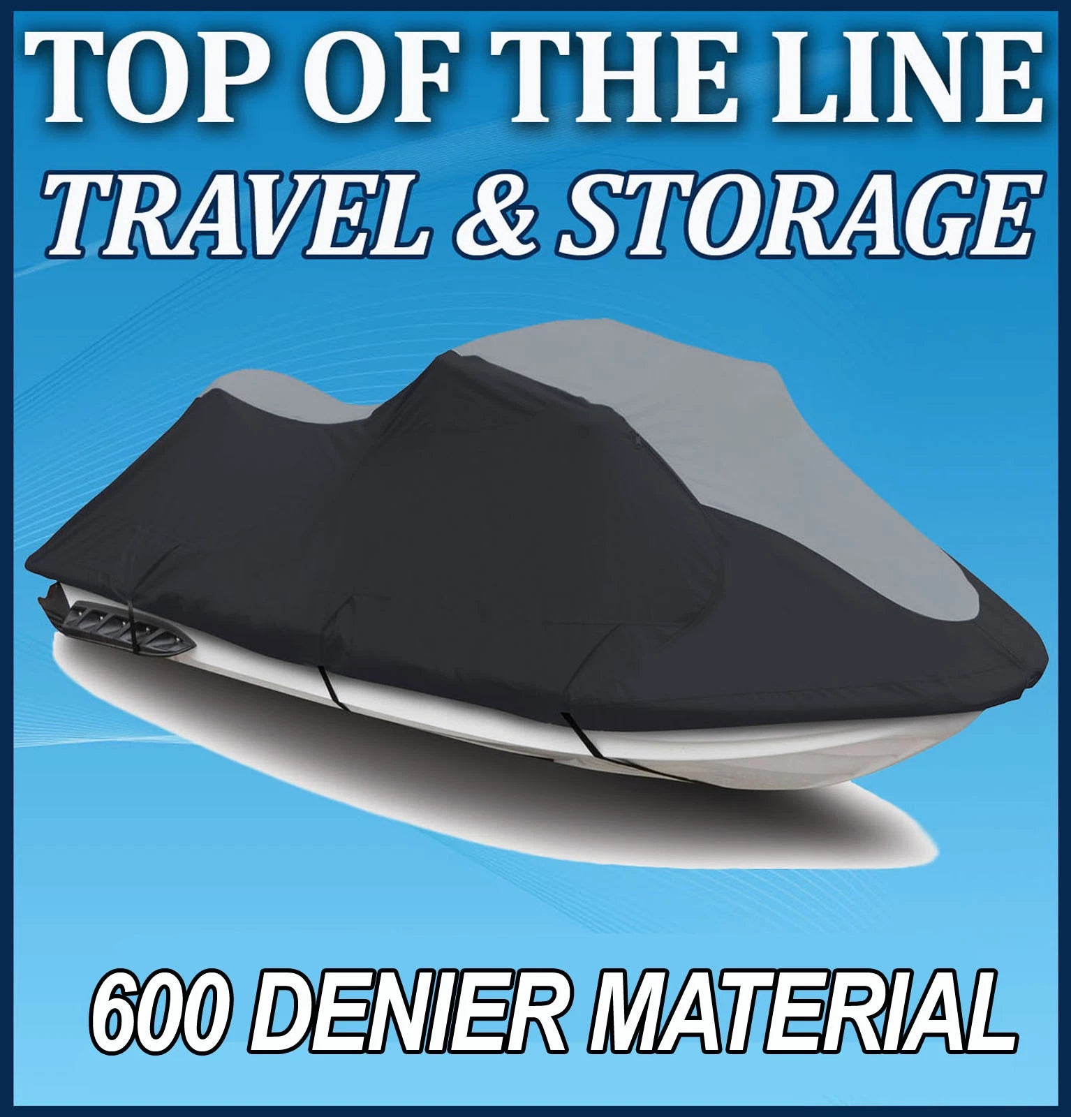 600 Denier Jet Ski Cover for Sea Doo GTS 130 (2011) Black/Grey