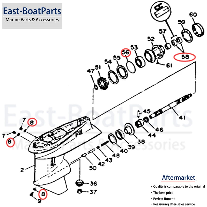 Propeller Shaft Seal Kit for Yamaha 25B 25Q 40 C40 CV40 K40J 40H 40Q E40J EK40J