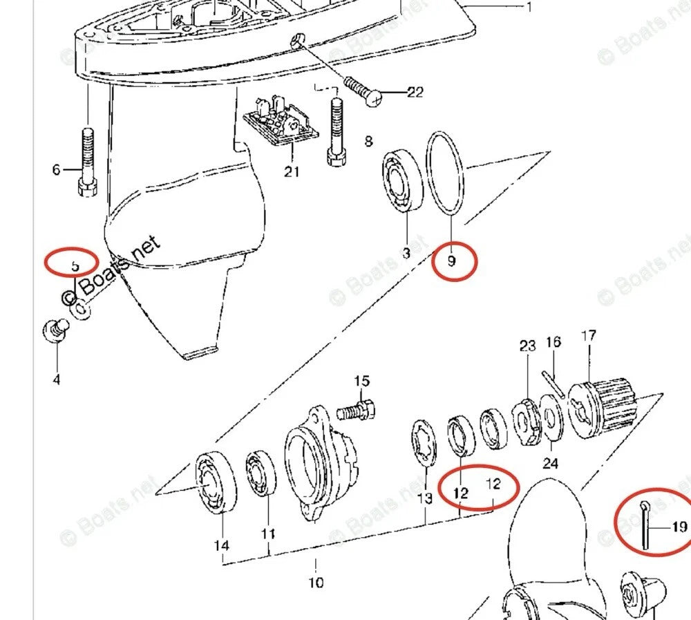 Lower Unit Seal Kit for Suzuki DT 4/5, DF4 L (2-Stroke, 4-Stroke)