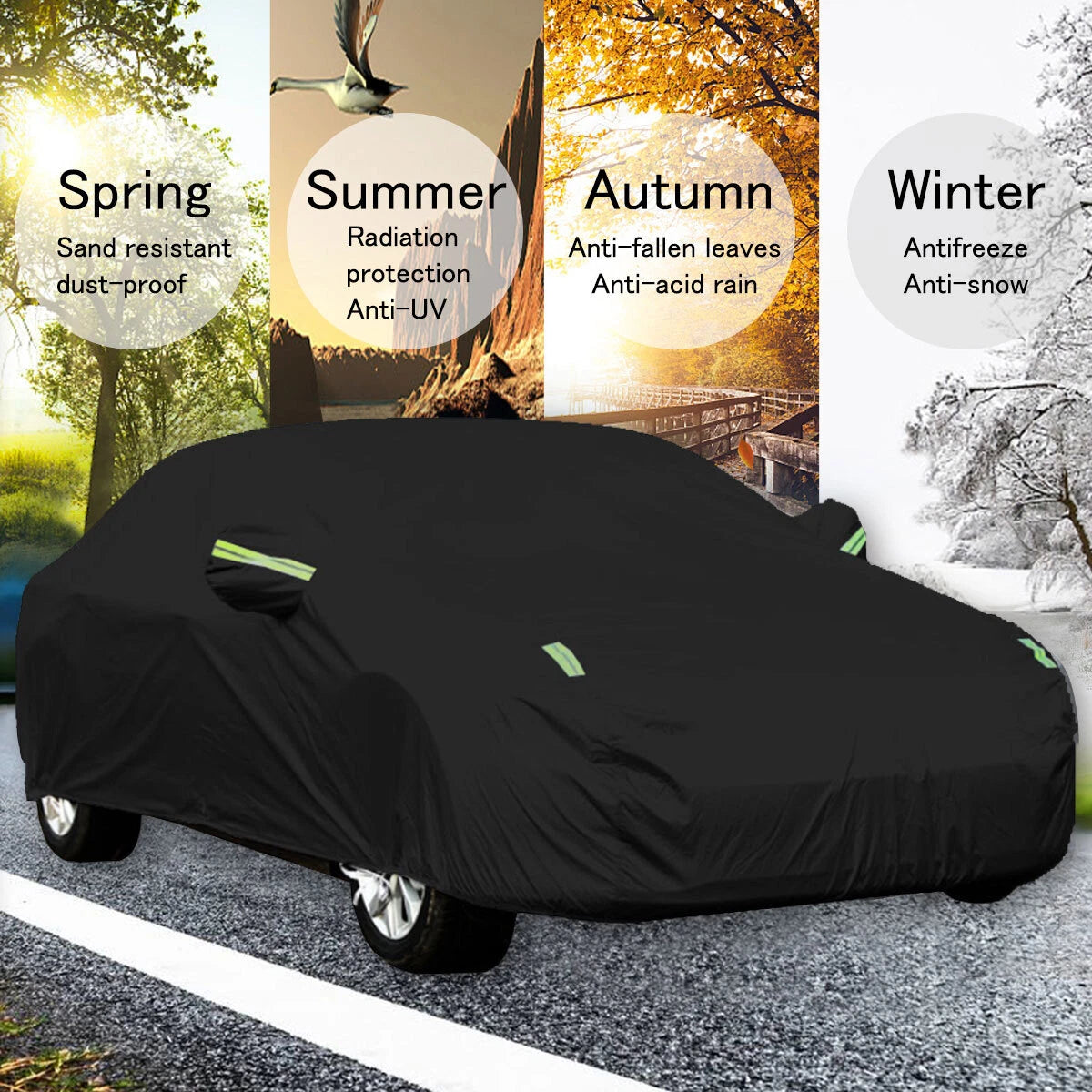 Universal Full Car Cover for Sedan (L-XXL) - Rain Resistant, UV & Dust Protection
