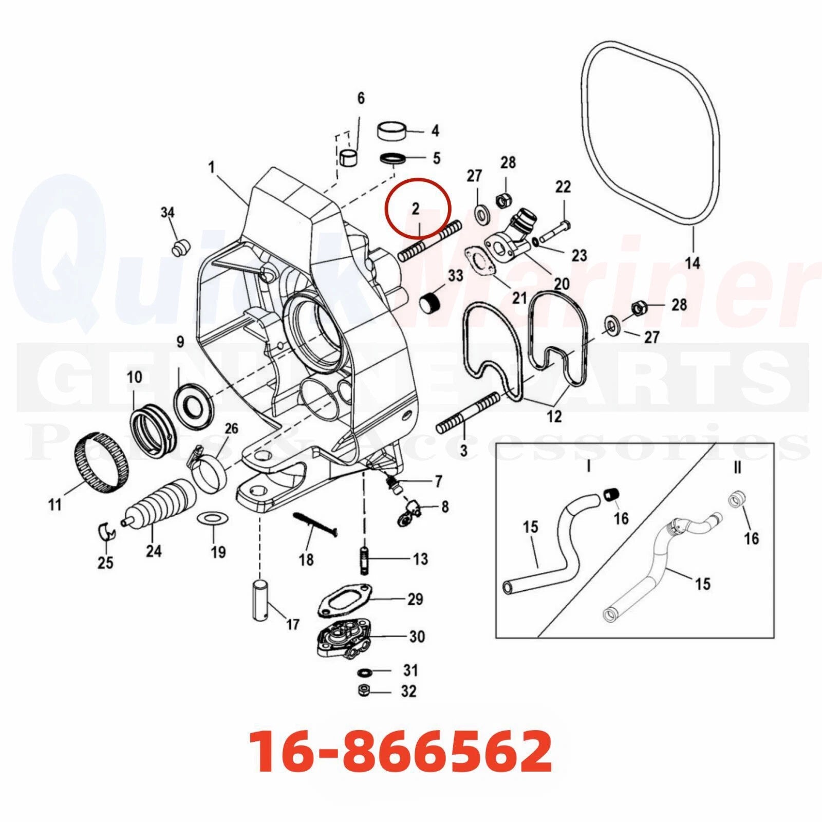 Set of 4 Stud Kit for Mercury-Mercruiser (16-866562, 16-56296)