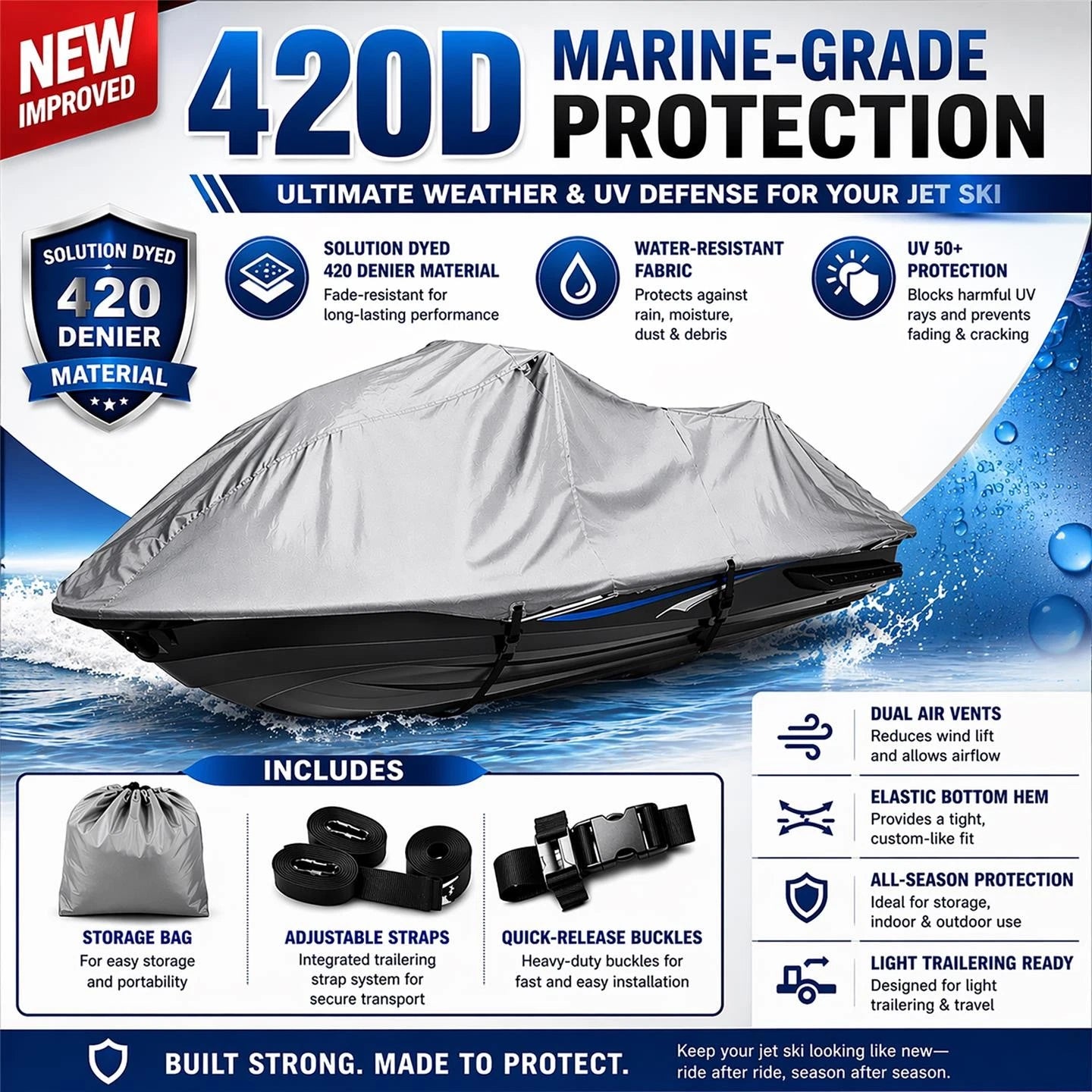 Jet Ski Cover for Sea Doo Bombardier RXT iS 255 (2009) Trailerable