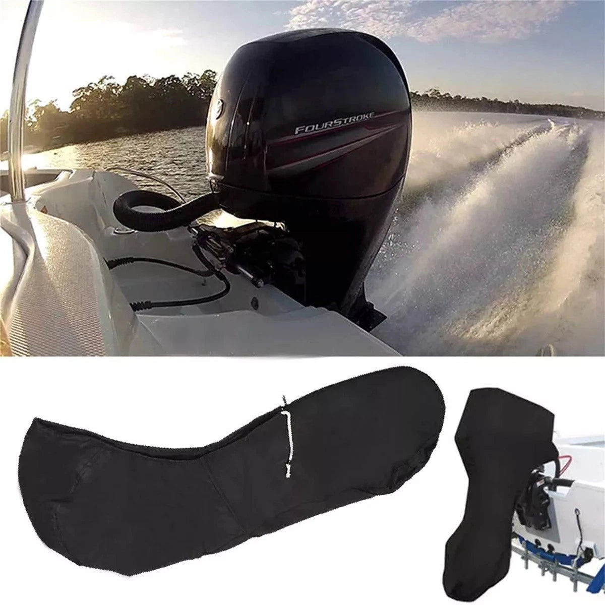 Outboard Engine Motor Cover for 20-30HP (Black, Heavy Duty)