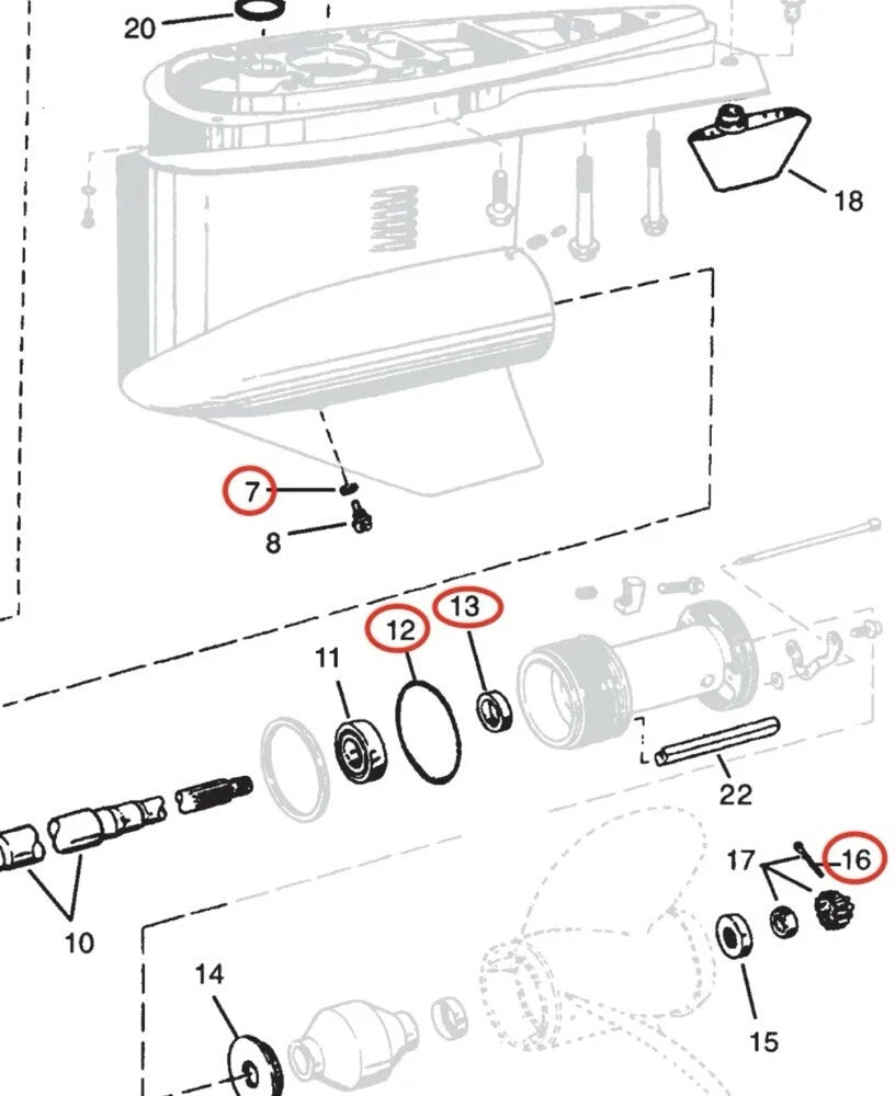 Lower Gearcase Unit Kit for OMC Cobra SX Stern Drive (1994–Present)
