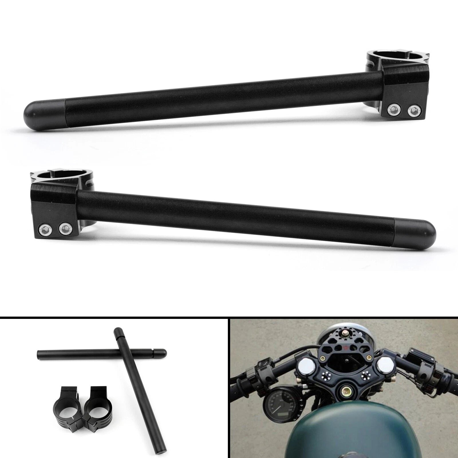 Clip-On Handlebars for ZX10R, CBR1000RR, GSXR, R1, R6 (Universal) 50mm