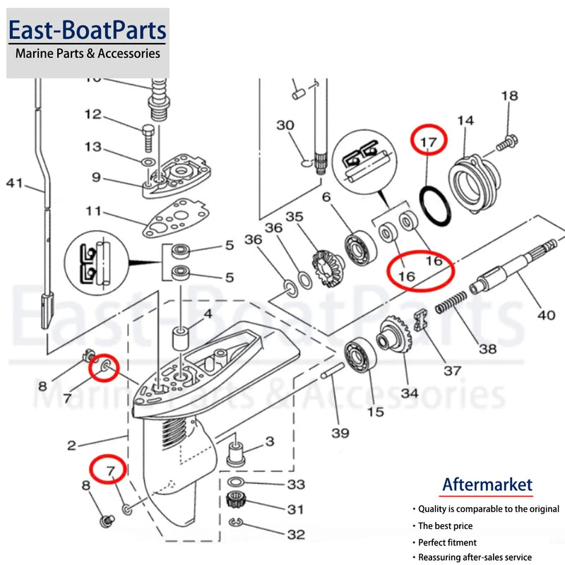 Gearcase Seal Kit for Yamaha 2-Stroke 4hp 5hp (4AC 4MSHKZ 4AS 5C 5CMH 5CS)