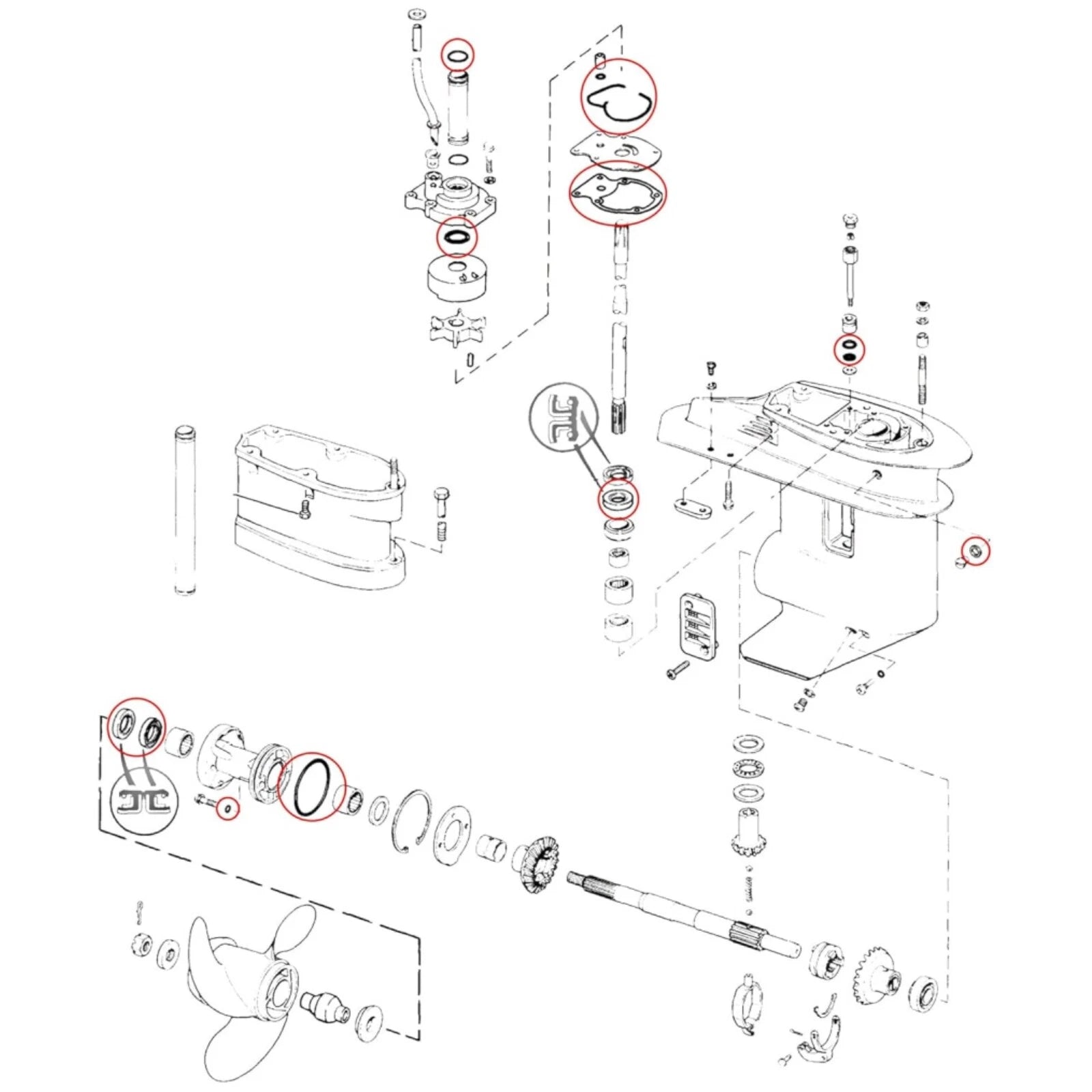 Lower Unit Seal Kit for Johnson Evinrude Outboard (RO: 0396351, 396351, 18-2658)