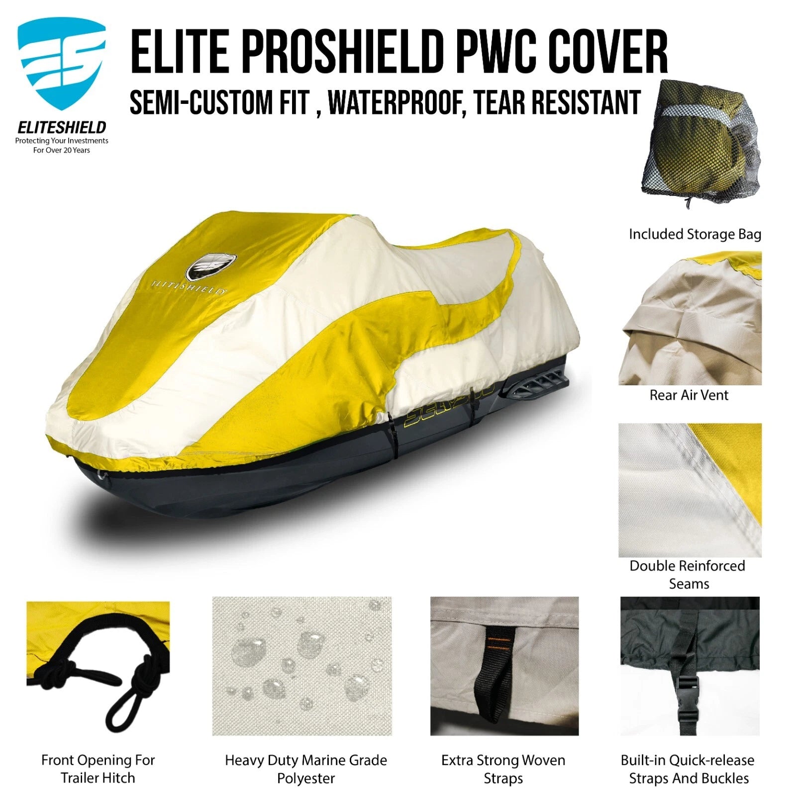 EliteShield Jet Ski Cover for Sea Doo Fish Pro 155 170 (2019–2023) Waterproof
