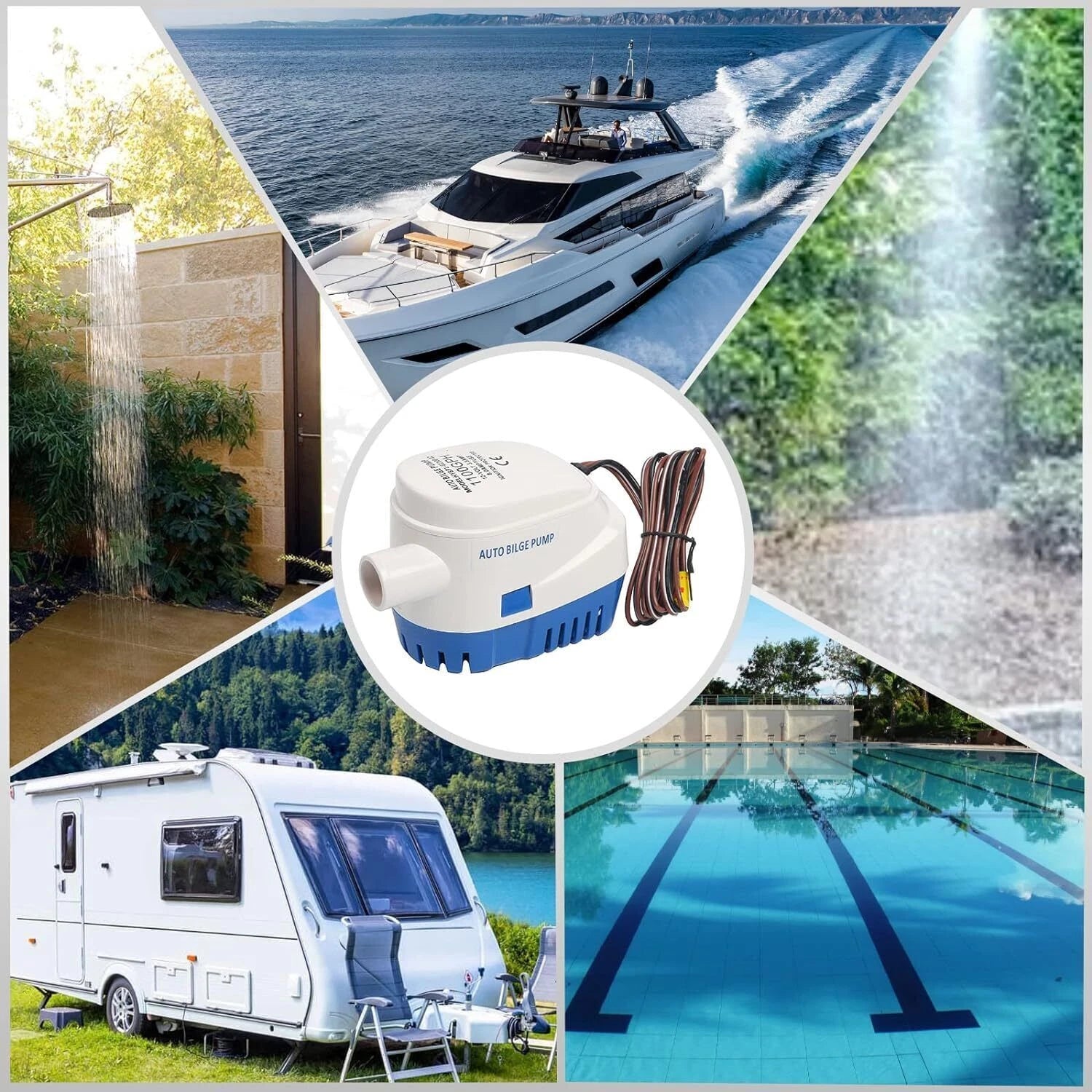 12V 1100GPH Electric Bilge Pump for Boat Marine (Universal)