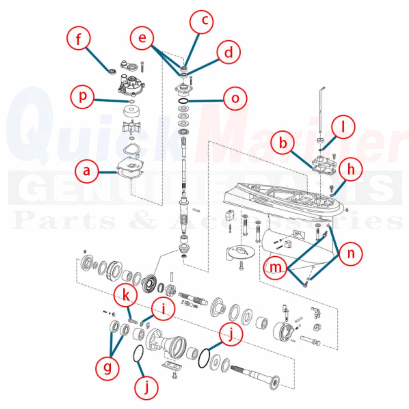 Lower Unit Gearcase Seal Kit for Johnson Evinrude E-Tec 5006373 439141 396354