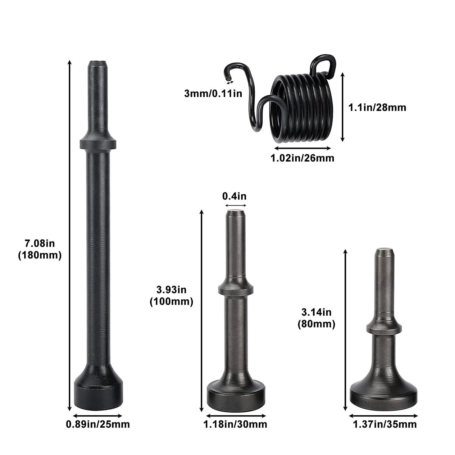Set of 4 Pneumatic Air Hammer Chisel Bits for Universal Use