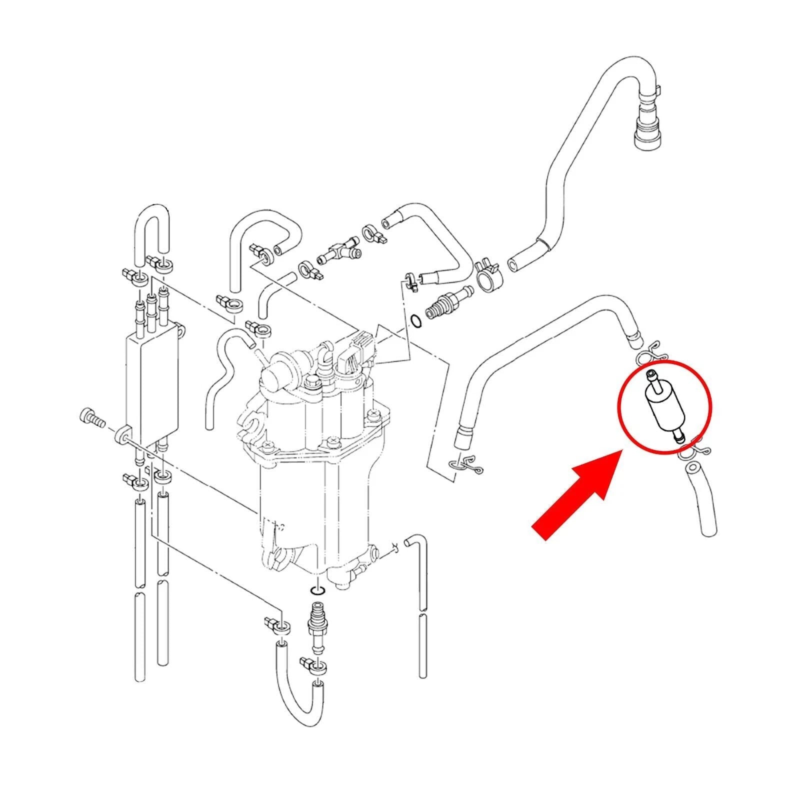 2 Pcs In-Line Fuel Filter/Strainer for Yamaha F70 F75 F90 F115 6C5-24251-00-00