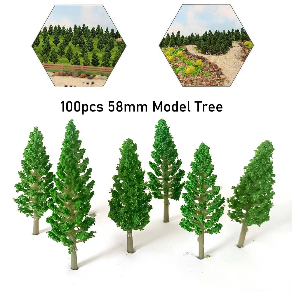 100pcs Miniature Pine Trees for Train Railroad Landscape