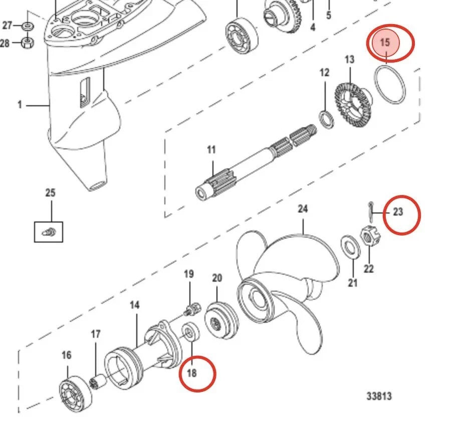 Lower Gearcase Seal with O-ring Kit 26-161622 25-8M0087846 for Mercury Marine