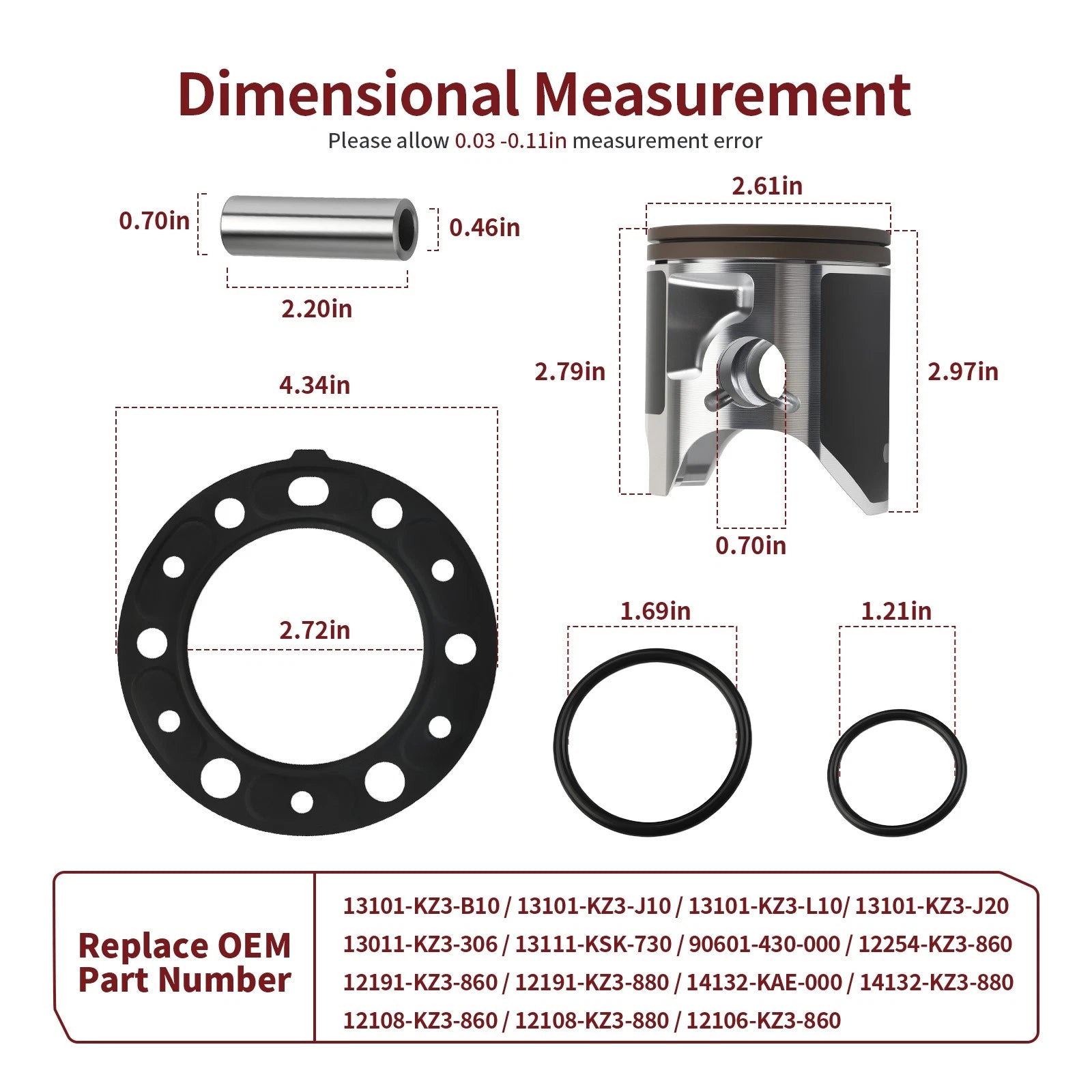 Piston Rings Gasket Kit for Honda CR250R (1997–2001) 66.4mm STD