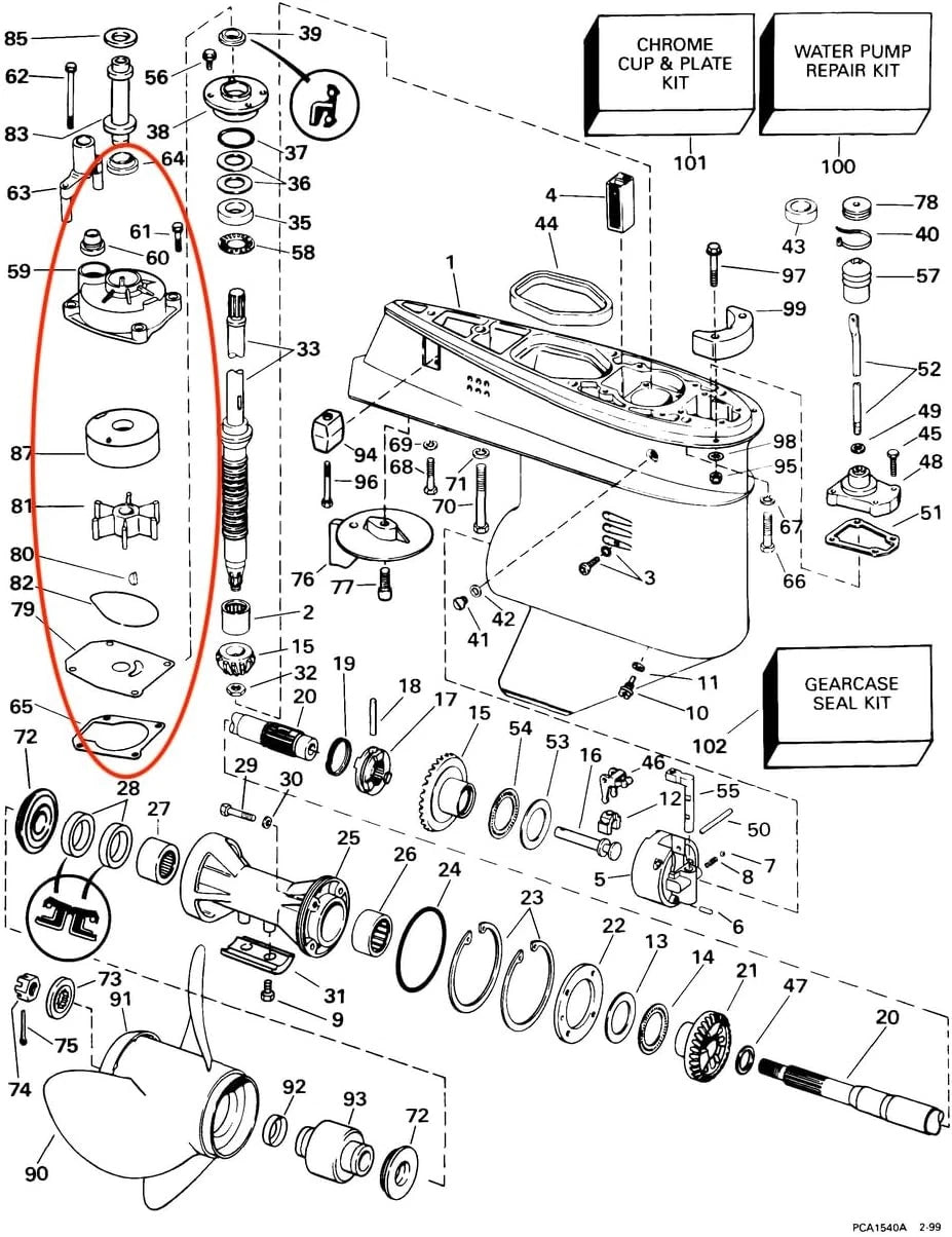 Water Pump Rebuild Kit for Johnson Evinrude 40-70 HP Outboard (5000308)