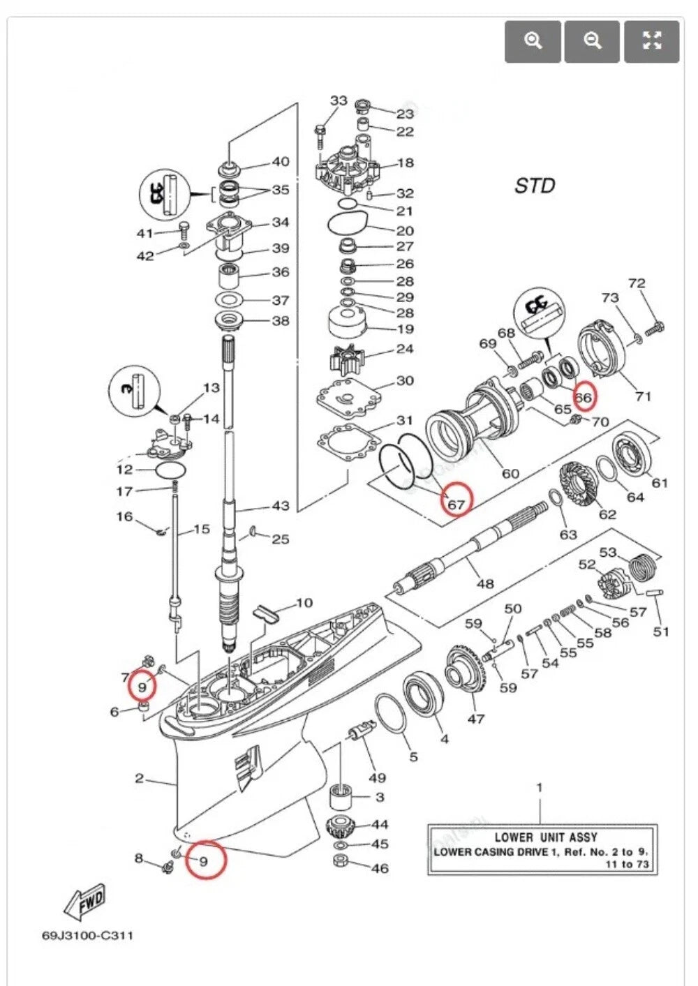 Seal Kit for Yamaha Propeller Shaft Lower Unit 2/4 Stroke (93101-30M17, 93211-04384)