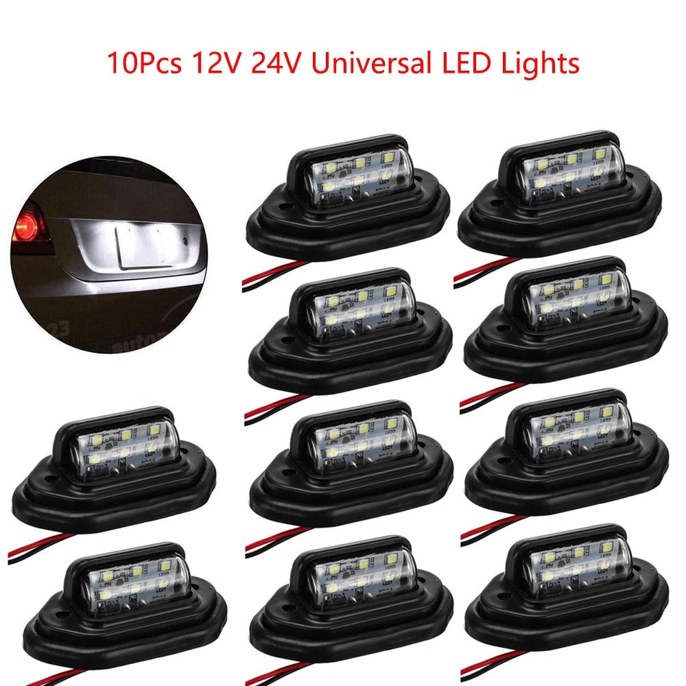 10Pc LED License Plate Light for Universal Vehicles (12-24V)