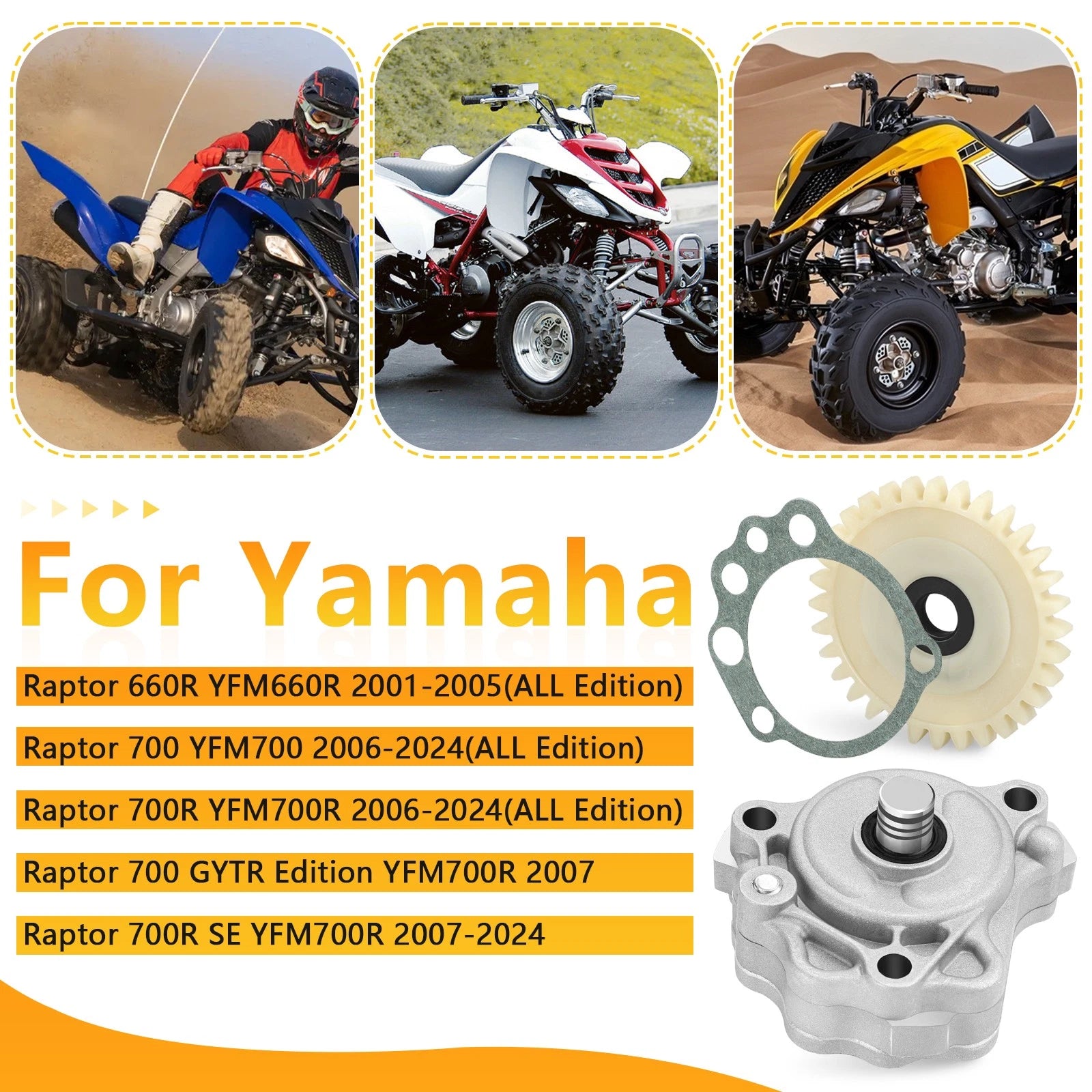 Oil Pump & Drive Gear Gasket Kit for Yamaha Raptor 660R 700 700R (2001–2005)