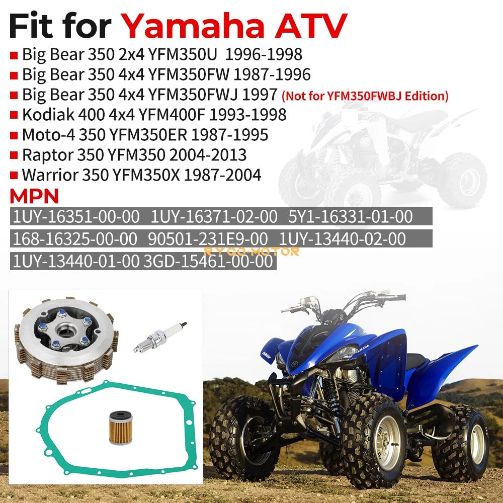 Clutch Assembly & Gasket for Yamaha Warrior 350 YFM350 (1987–2004)