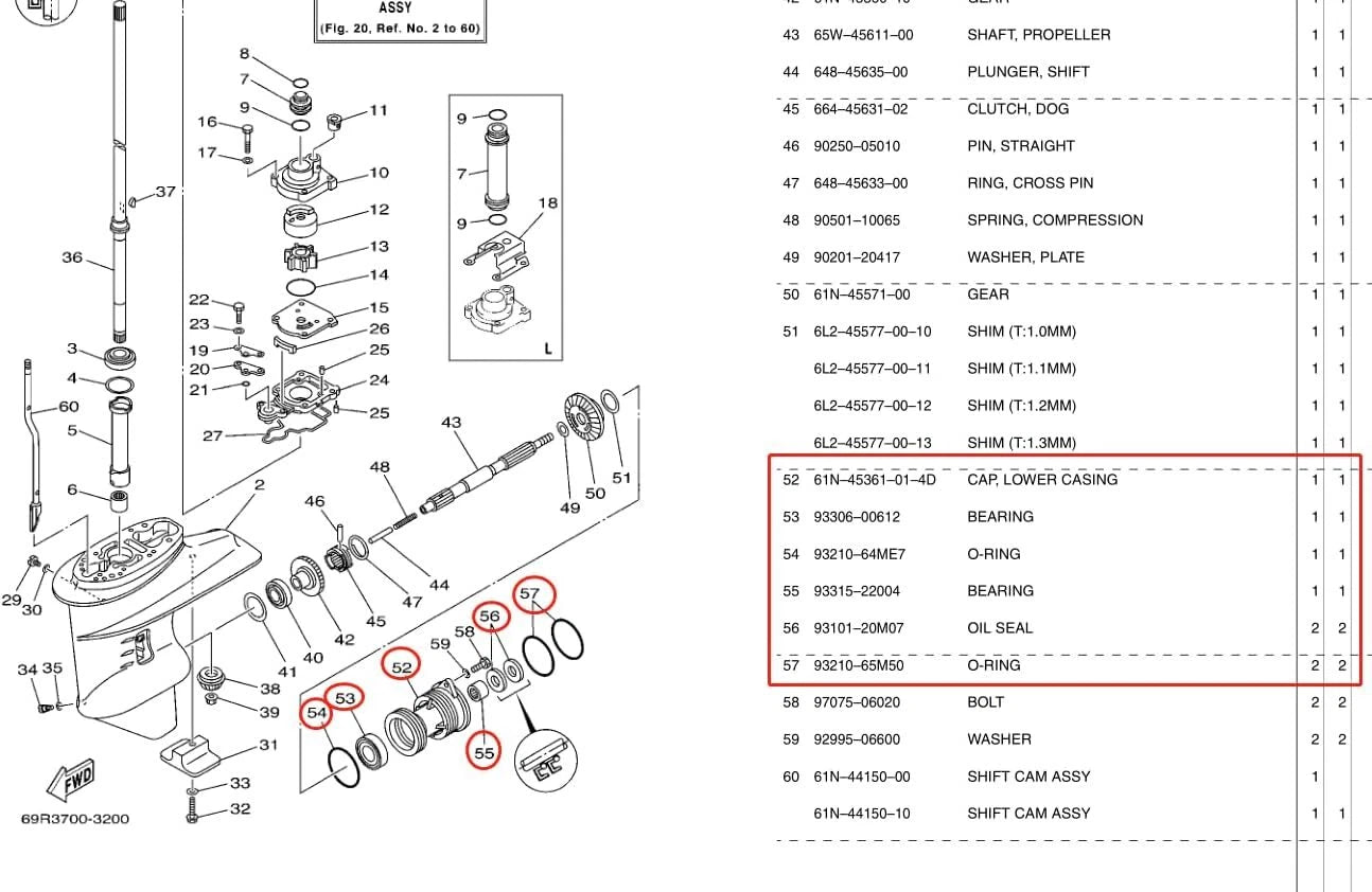 Lower Casing Cap Assy for Yamaha Outboard (61N-45361-01-4D, 93306-00612)