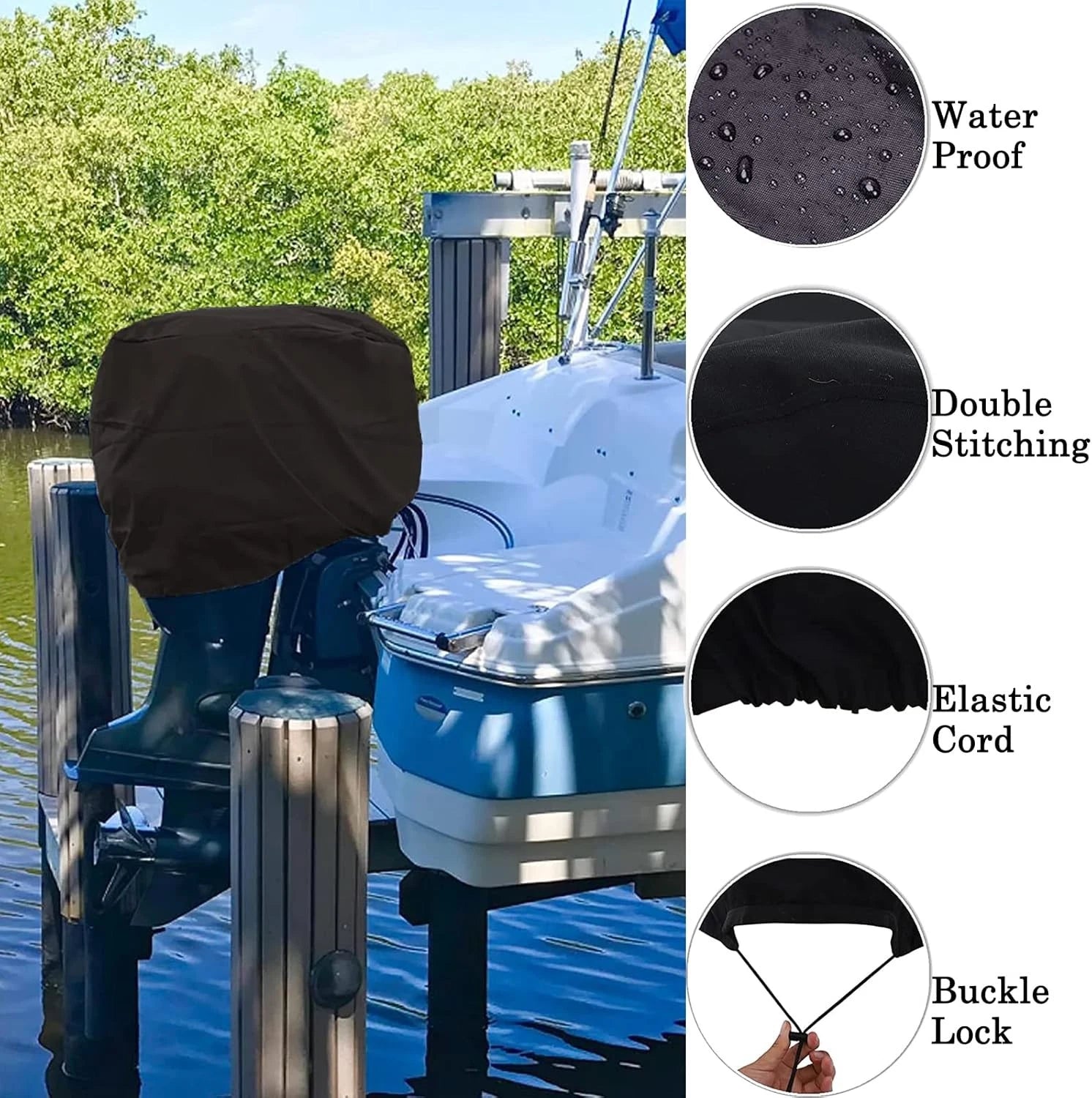 Outboard Motor Hood Cover for Honda 30-60 HP (Waterproof, Black)