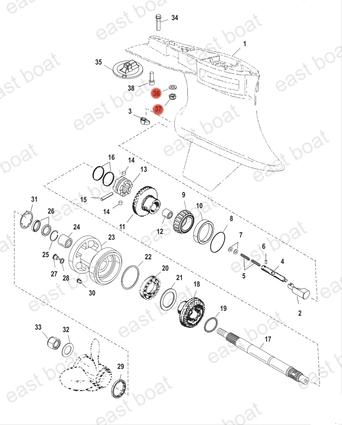 Nut & Washer Kit for Mercury Outboard 150 200 225 HP (859116Q01, 859116)