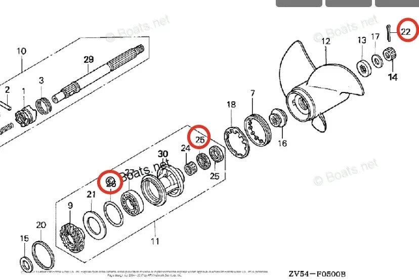 Lower Unit Seal Kit for Honda 35/40 HP 45/50 HP (91252-ZV5-003, 90758-ZV5-000)