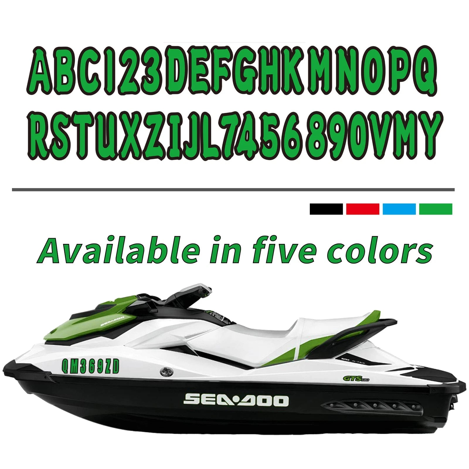 4 Sets of Green Marine Boat Stickers for Yacht (Waterproof, Anti-Scratch)