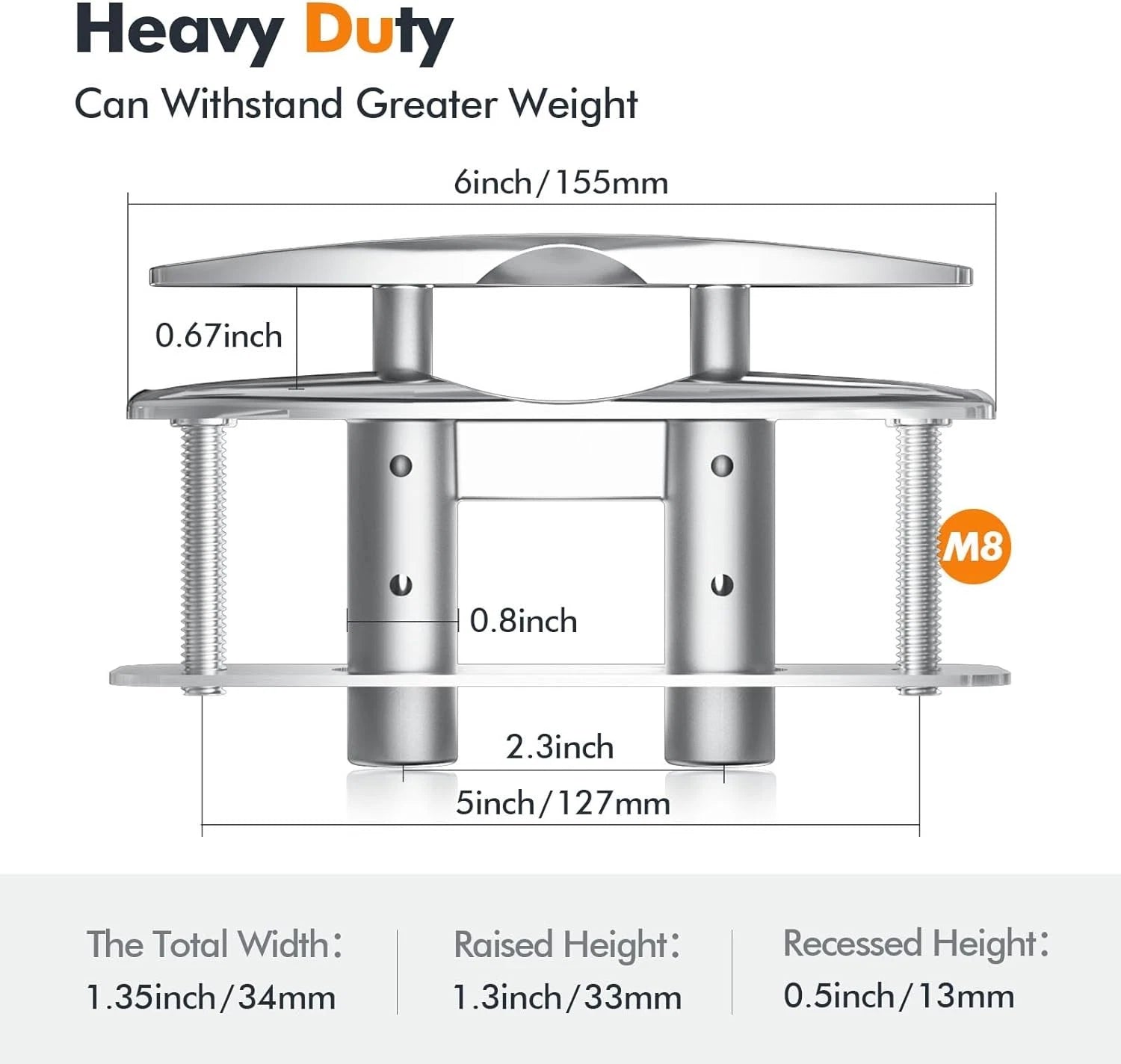 2Pcs 6" Stainless Steel 316 Pull Up Cleat for Boat Dock Mooring