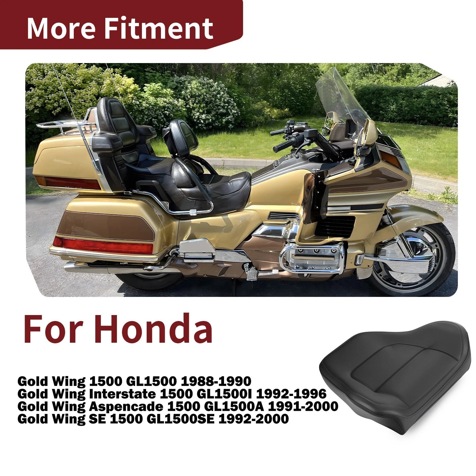 Passenger Backrest Seat Pad for Honda Goldwing 1500 GL1500 (1988–1990)