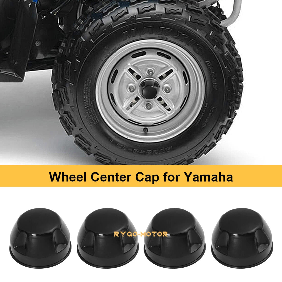 Set of 4 Center Wheel Hub Cap Covers for Yamaha Big Bear Grizzly Kodiak (400-450)