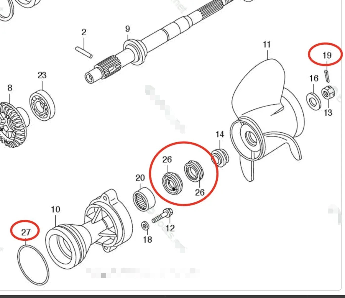 Lower Unit Seal Kit for Tohatsu BFT225D BFT250D (225HP 250HP) HZZ3-91252-003