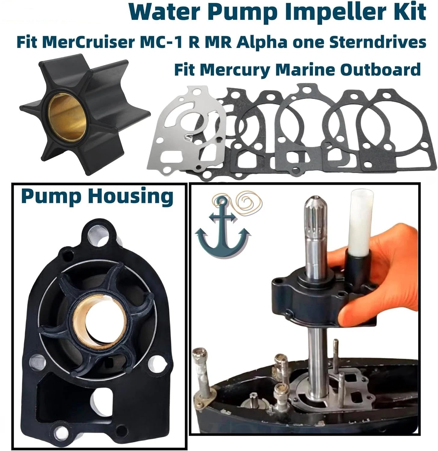 Water Pump Impeller Kit for Mercury 75 4 Cyl 80-90 HP (1980–1985)