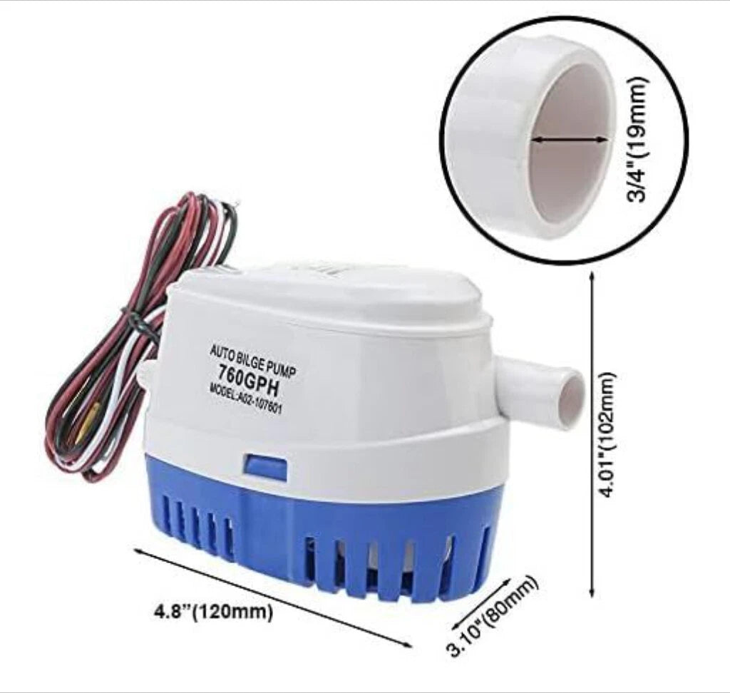 12V 760GPH Automatic Submersible Bilge Pump for Marine Boats
