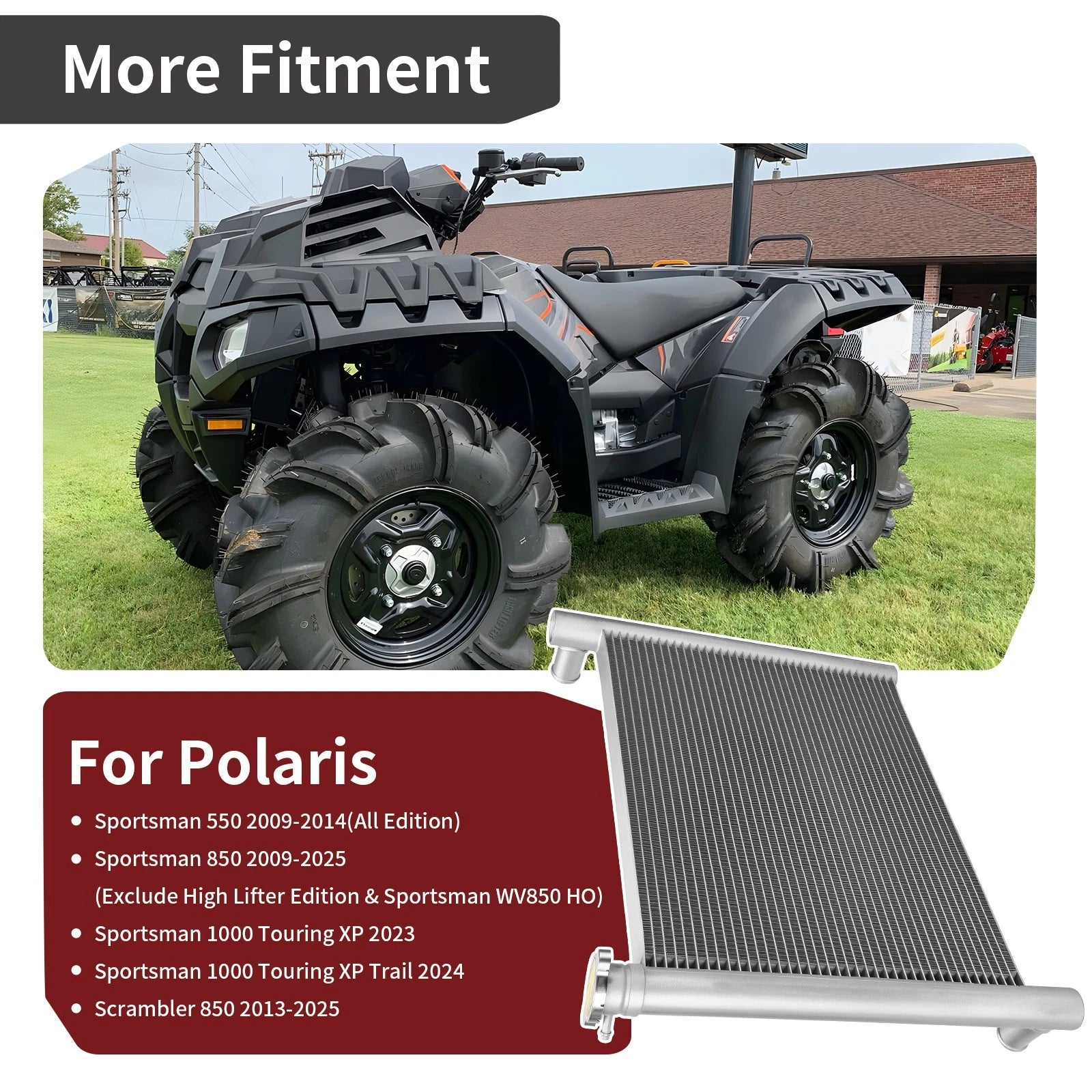 Aluminum Radiator for Polaris Sportsman 550 850 Scrambler 850 (2009–2025)