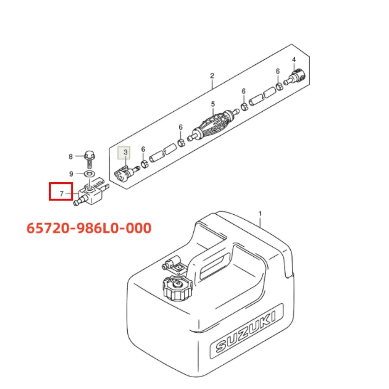 Fuel Connector for Suzuki Outboard Engine (65720-986B0, 65720-986L0, 18-80425)
