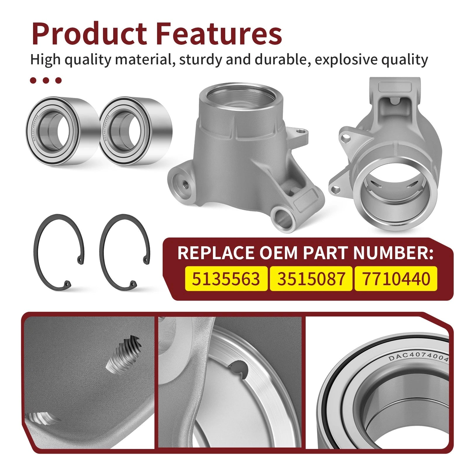 2 Rear Wheel Bearing Carrier & Bearing for Polaris Sportsman 400 450 500 570 800 (2000–2023)