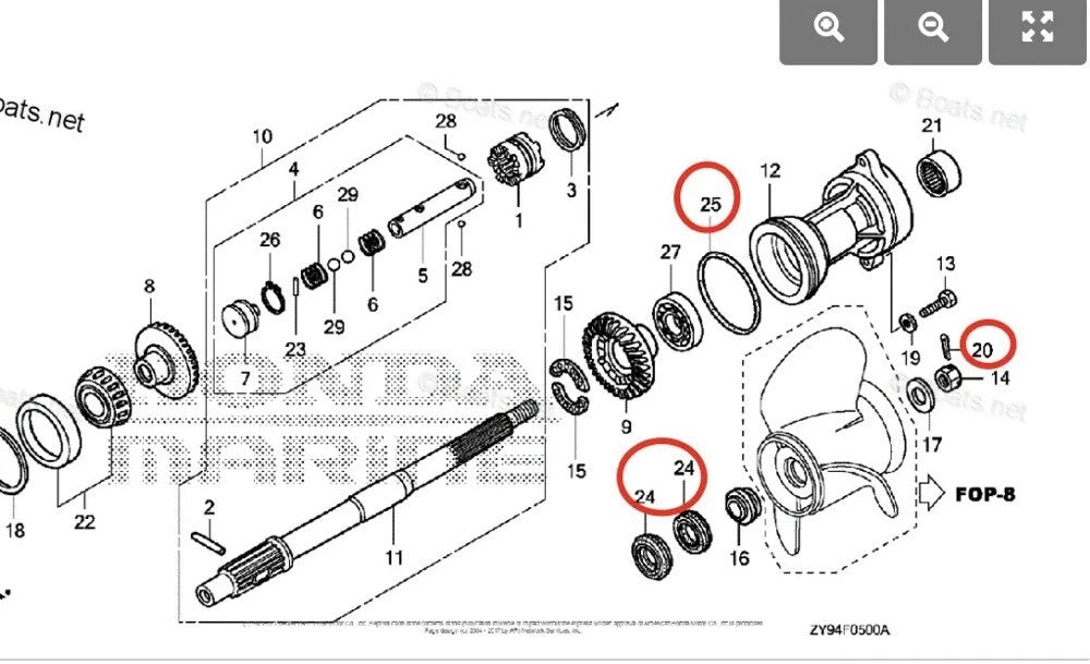 Lower Unit Seal Kit for Honda BF135A BF140A BF150A BF75D BF90D