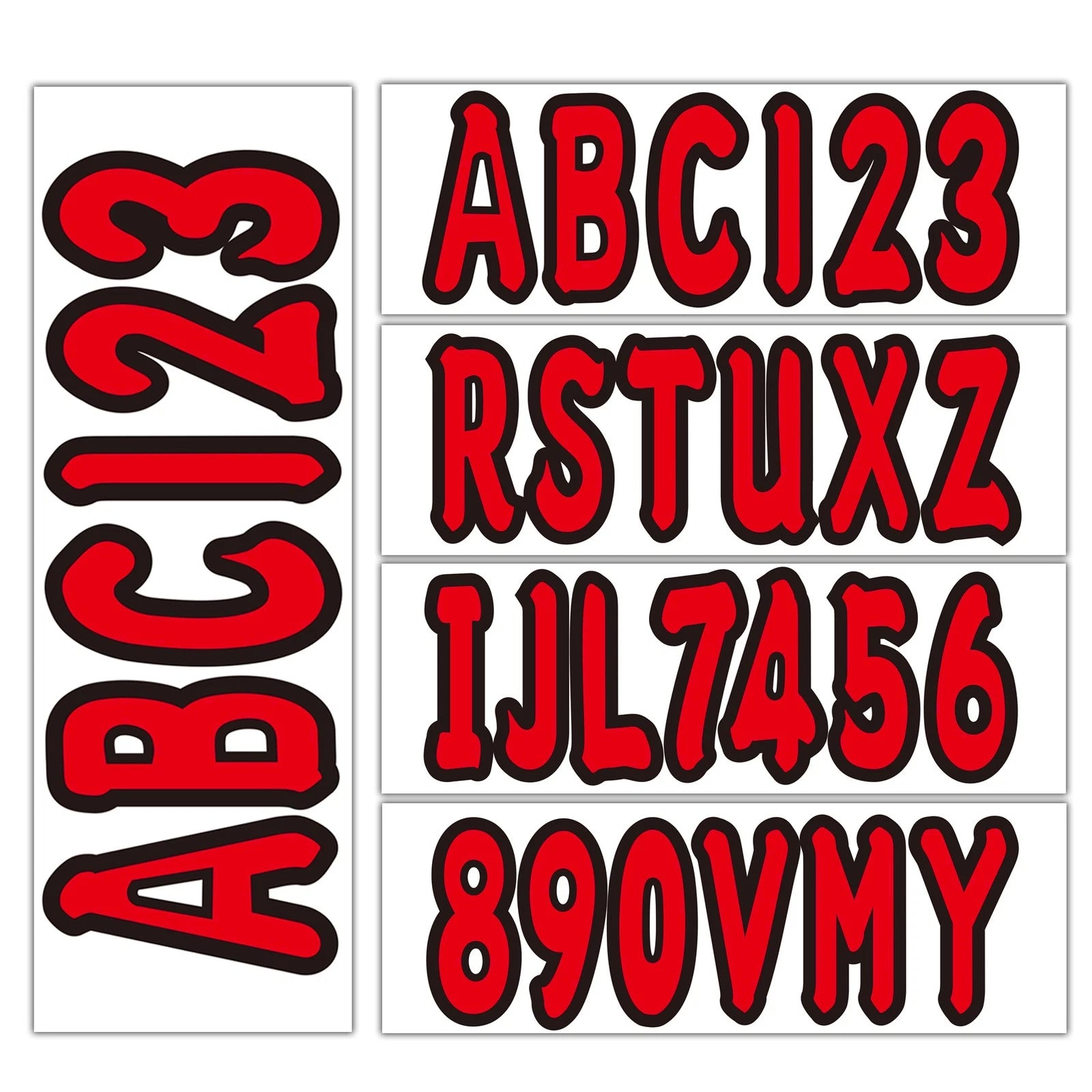 Set of 4 Red Marine Boat Stickers for Yacht Watercraft (Waterproof, Anti-Scratch)