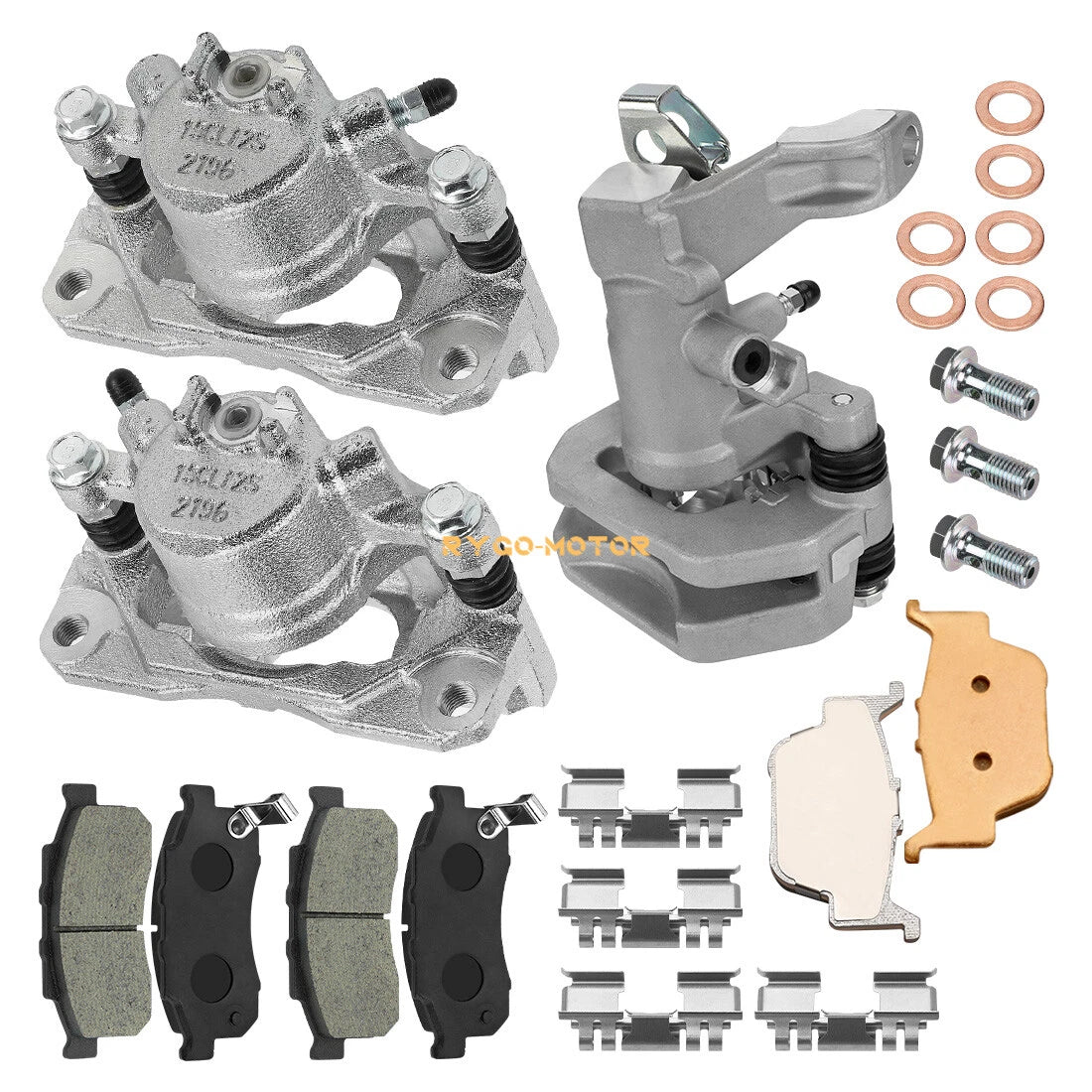 Front & Rear Brake Calipers w/Pads for Honda Pioneer 700 (2014–2023)