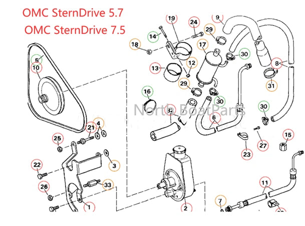 Power Steering Pump for Volvo Penta OMC 5.0 5.7 7.4 8.2 L 305 350 454 (3850491)