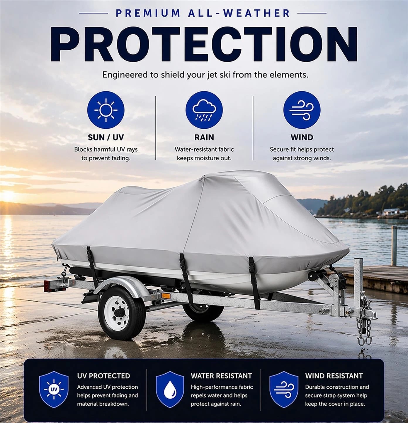420D UV Reflective Jet Ski Cover for Bombardier Sea Doo GTX 215 (2008–2009)