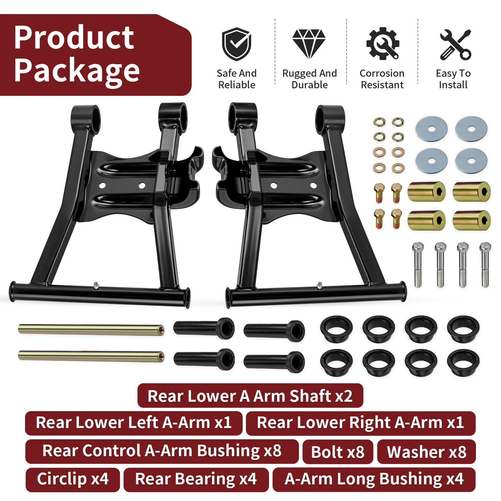 Set of 2 Rear Lower A-Arm Kit for Polaris Sportsman 400 (2003–2005)