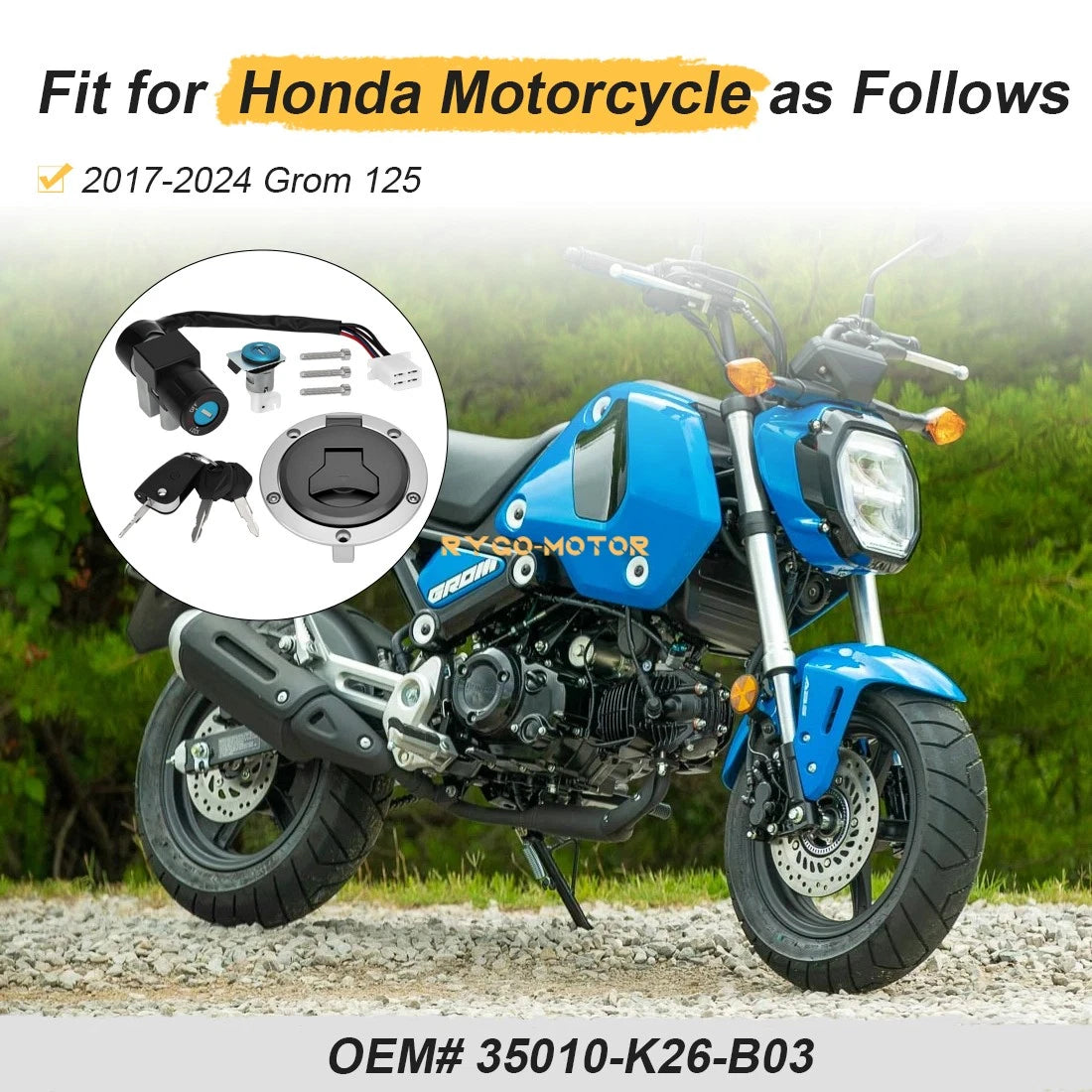Lock Set Key Switch for Honda Grom 125 (2017–2024) 35010-K26-B03