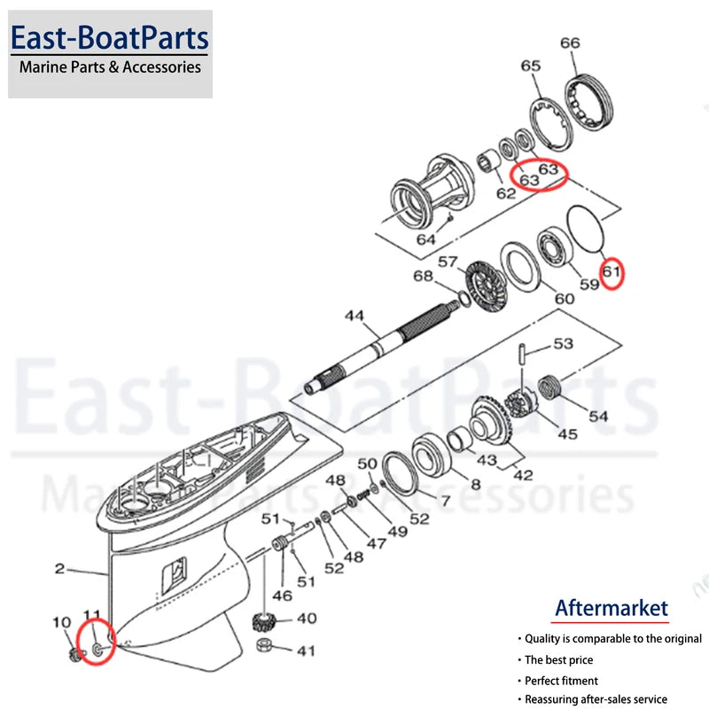 Gearcase Propeller Shaft Seal Kit for Yamaha F70A F80B F100A F100D (40G)
